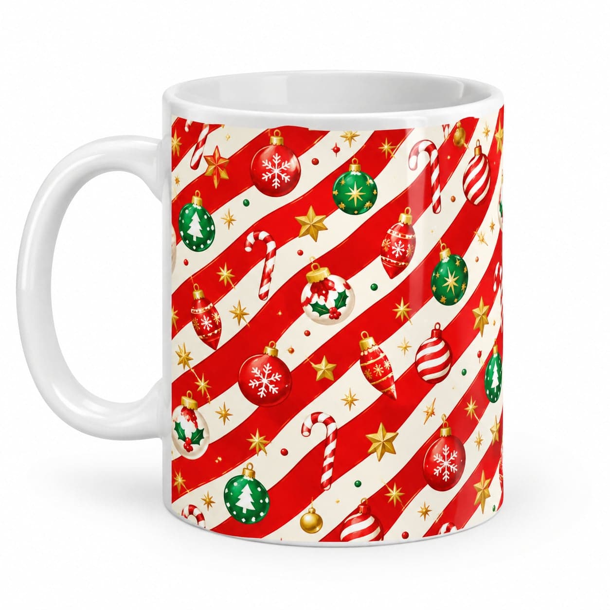 Candy Cane Ornaments Christmas Mug 11oz – Festive Holiday Coffee Cup – image 2