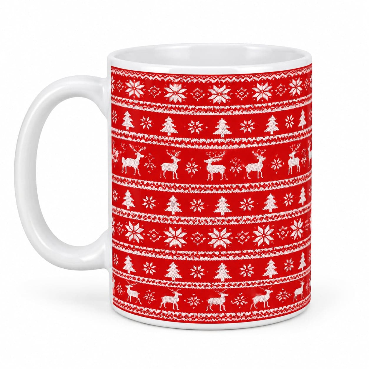Nordic Knit Christmas Mug 11oz – Scandinavian Sweater Pattern Coffee Cup – image 2