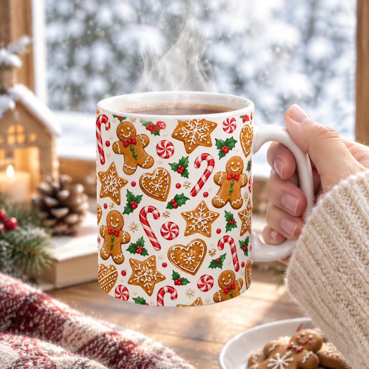 Gingerbread Cookies Christmas Mug 11oz – Holiday Baking Coffee Cup – image 4