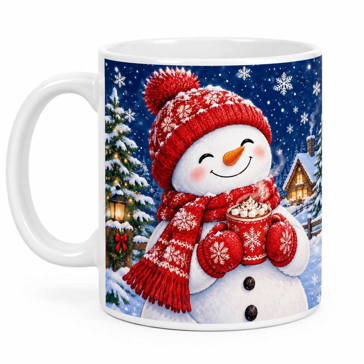 Snowman Hot Cocoa Christmas Mug 11oz – Cozy Winter Coffee Cup
