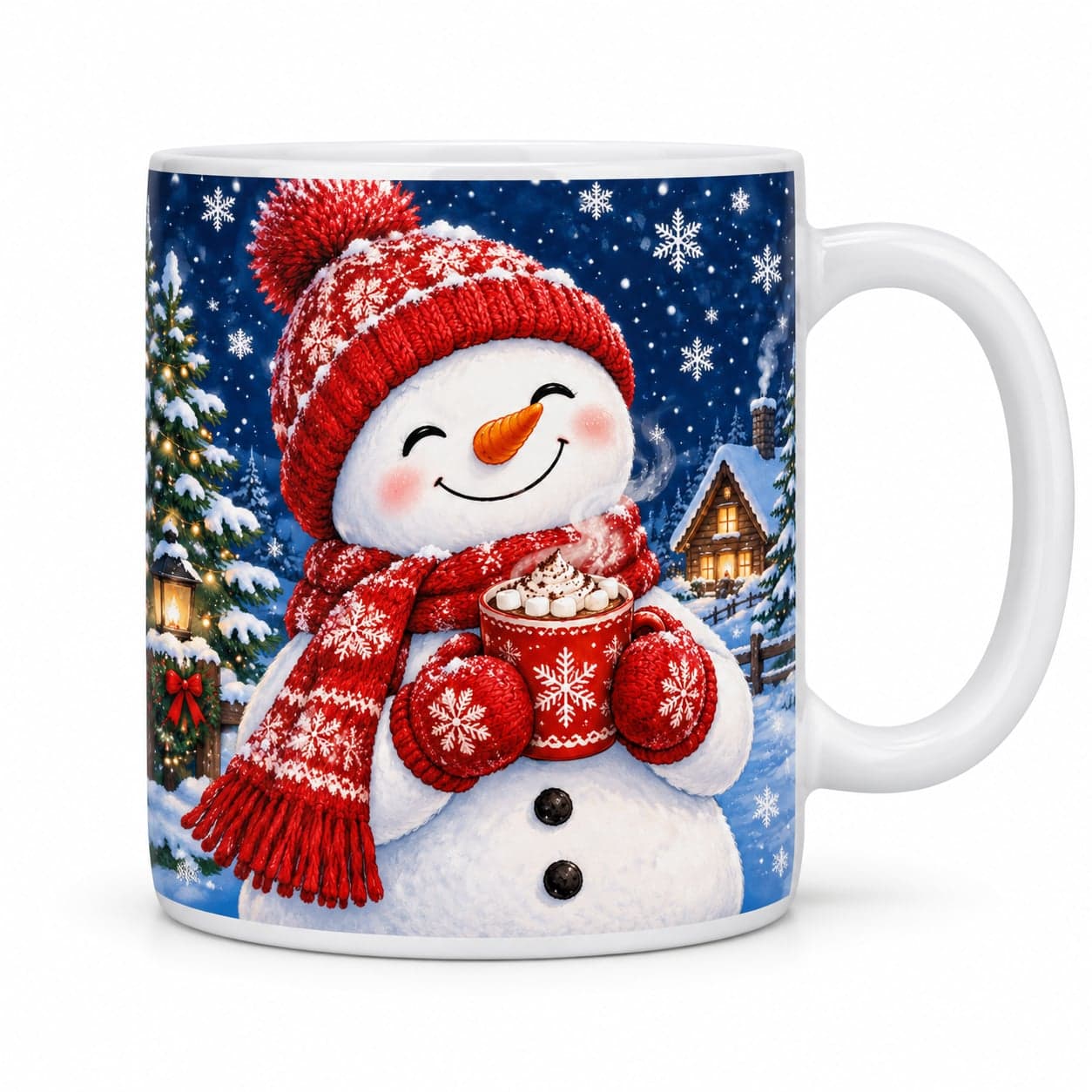 Snowman Hot Cocoa Christmas Mug 11oz – Cozy Winter Coffee Cup