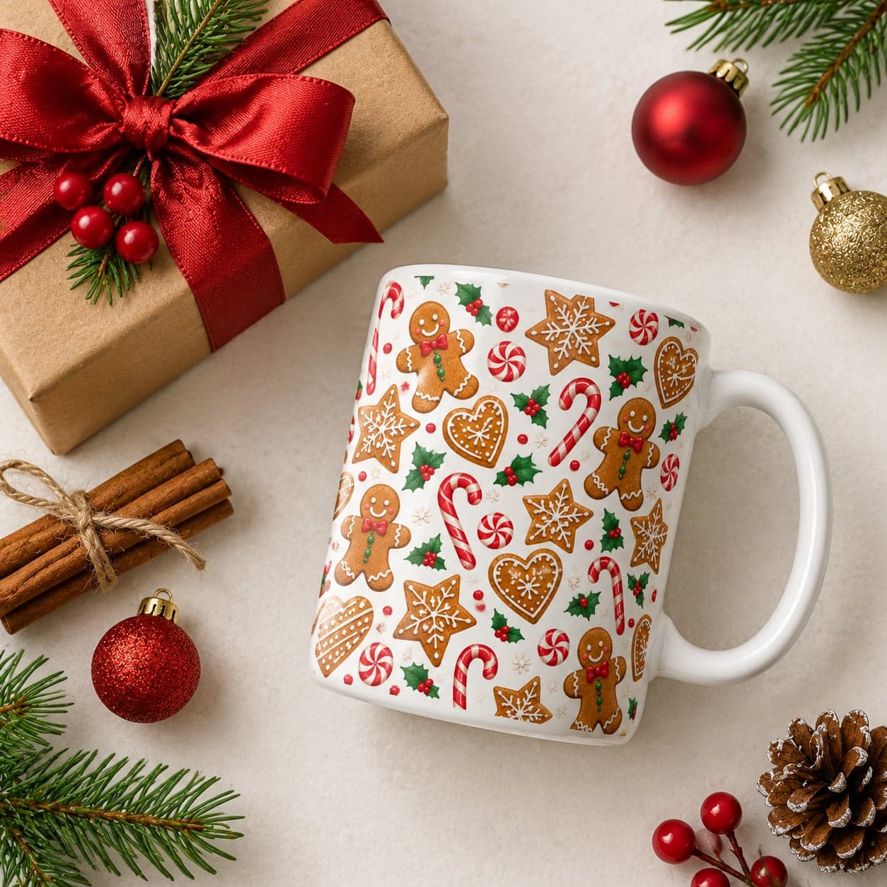 Gingerbread Cookies Christmas Mug 11oz – Holiday Baking Coffee Cup – image 5