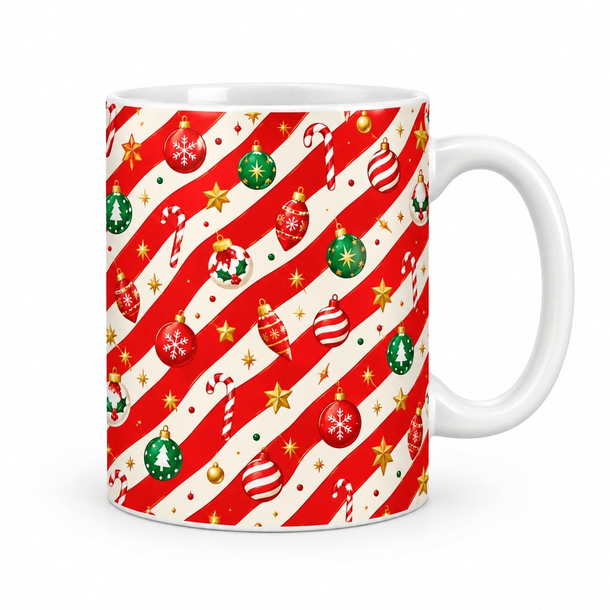 Candy Cane Ornaments Christmas Mug 11oz – Festive Holiday Coffee Cup